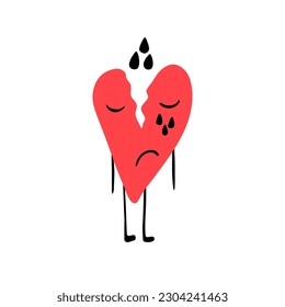 El corazón rojizo triste. Icono plano para aplicaciones y sitios web. Ilustración vectorial.