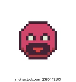 Icono de arte de píxel rojo triste, personaje de caricatura enojado. Mostrar el lenguaje de la emoción. Estilo plano. estilo de 8 bits. Ilustración vectorial abstracta aislada.