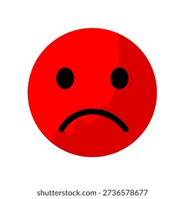 Red sad face emoji - simple vector icon