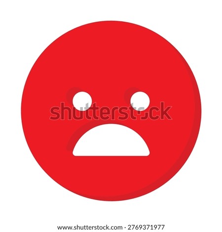 Red sad face emoji vector icon for unhappy emotion and negative feedback