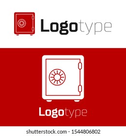 Red Safe icon isolated on white background. The door safe a bank vault with a combination lock. Reliable Data Protection. Logo design template element. Vector Illustration