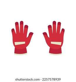 Red safety gloves for workers vector illustration. Drawing of clothes, accessory or equipment for industrial work isolated on white background. Prevention, protection, safety concept