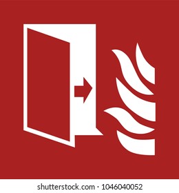 Red safety sign - fire protective door sign vector sticker