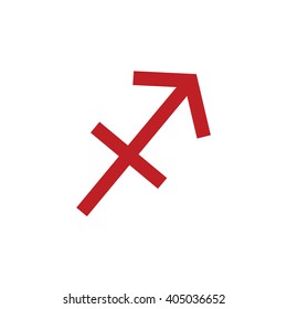 Red Sagittarius zodiac sign. Astrology symbol vector illustration