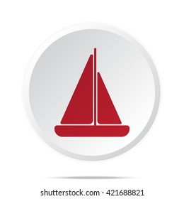 Red Sailboat icon on white web button