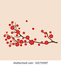 Red sakura floral background