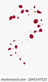 Red Sakura Japanese Vector Transparent Background. Japan Petal Illustration. Delicate Cherry Falling Frame. Pink Floral Tender Wallpaper.