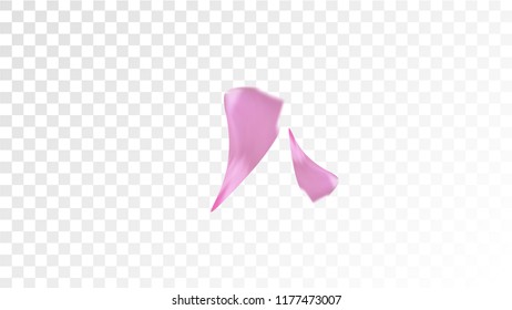 Red Sakura Petals Falling Down. Isolated Vector illustration of Sakura Petals. Flying Red Cherry Blossom Background. Design of Greeting or Invitation Card. 
