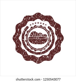 Red salad icon inside distressed rubber grunge stamp