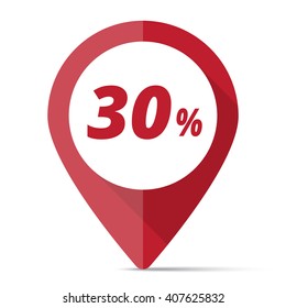 Red Sale 30% map pin pointer concept