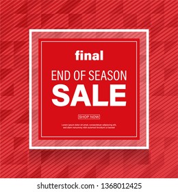 Red Sale Banner with Abstract Vector Background.