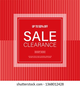 Red Sale Banner with Abstract Vector Background.