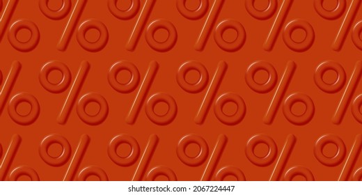 Red sale banner with mono chrome 3d percent symbol pattern