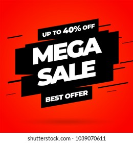 Red Sale banner template design, Mega sale special offer. End of season special offer banner. Vector illustration.