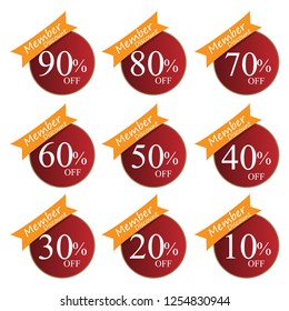 Red sale banners, Discount labels, stickers, Price tags, Vector illustration