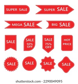 Red sale banners, labels, stickers, tags, vector illustration eps10