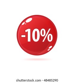 Red sale button with discount