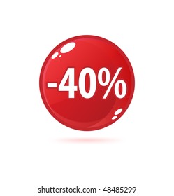 Red sale button with discount