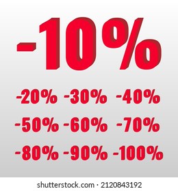 Red sale button in a Flat Design style. Easy editable vector isolated illustration.