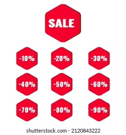 Red sale button in a Flat Design style. Easy editable vector isolated illustration.