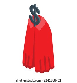 Red sale cloak icon isometric vector. Hero cape. Super mantle