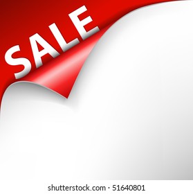 Red Sale Corner Background - Paper With Curl