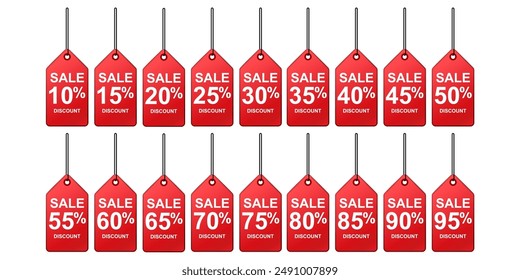 red sale discount banners vertical banners store shop or online shopping. design for advertising, leaflets and flyers. advertising promotion header, Gradient percent Label tags	
