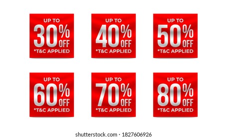 Red sale discount set template.