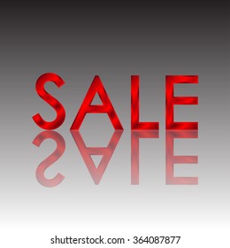 Red sale font with reflection isolated