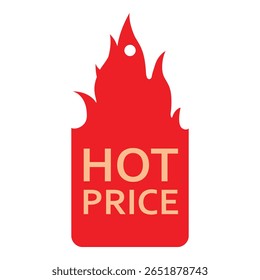 Red sale label - hot price, discount price tag. Promotional sales hanging tag isolated on white background