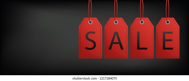 red sale label on black background vector illustration EPS10