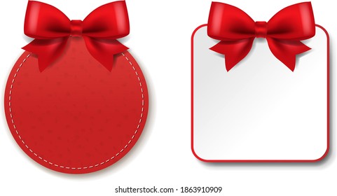 Red Sale Label With Red Silk Ribbon With Gradient Mesh, Vector Illustration