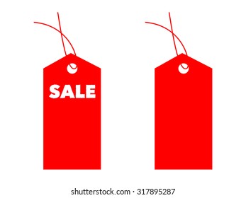 Red sale labels with and without the sale text