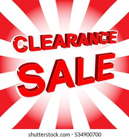 Red sale poster with CLEARANCE SALE text. Bright advertising banner template