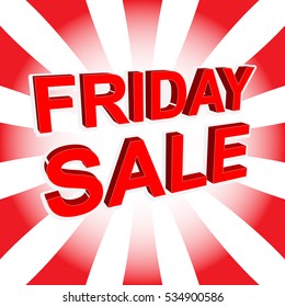 Red sale poster with FRIDAY SALE text. Bright advertising banner template