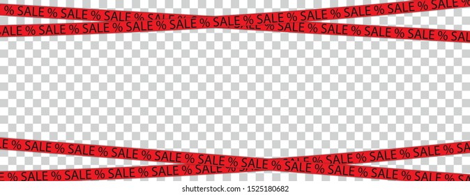 Red sale ribbons on the checked background. Eps 10 vector file.