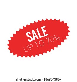 Red sale starburst sticker - stared oval label and badge with best offer and discount sign. Sale and special price sticker and button for promotion tag.