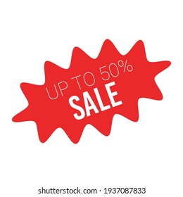 Red sale starburst sticker - stared oval label and badge with best offer and discount sign.