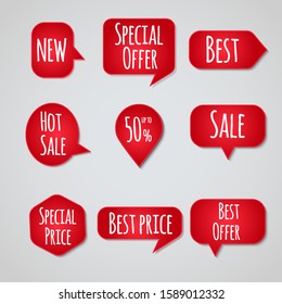 red sale stickers collection. Set of labels