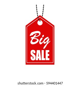 Red sale tag. Big sale banner. Vector illustration, eps10