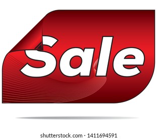 Red Sale Tag with a rounded shape corner - Vector