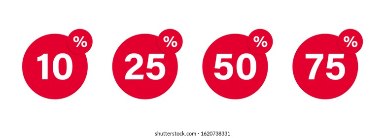Red sale tags discount vector isolated elements. Sale, price tag. 10% off sale discount banner. Special offer sale red label. EPS 10