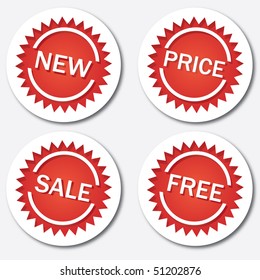 Red sale tags, vector illustration