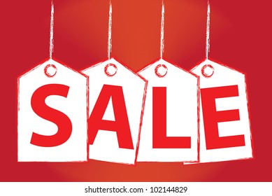 Red sale tags,Vector