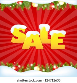 Red Sale Winter Poster With Gradient Mesh, Vector Illustration
