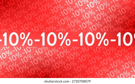 Ein roter Verkaufshintergrund mit -10% diagonal angeordnet und ein -10% horizontaler weißer Streifen