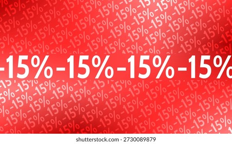 Ein roter Verkaufshintergrund mit -15% diagonal angeordnet und ein -15% horizontaler weißer Streifen