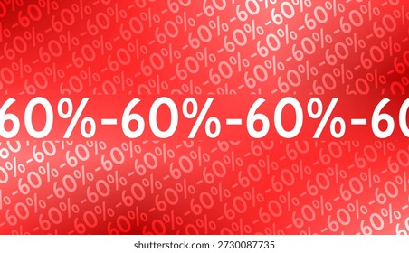 Um fundo de vendas vermelho com -60% organizado na diagonal e uma faixa branca horizontal de -60%