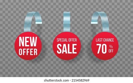 Rote Verkaufstitel wackeln mit Text. Vektor Discount-Aufkleber, Sonderangebot, Plastikpreisbanner.