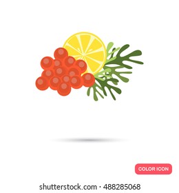 Red salmon caviar color flat icon